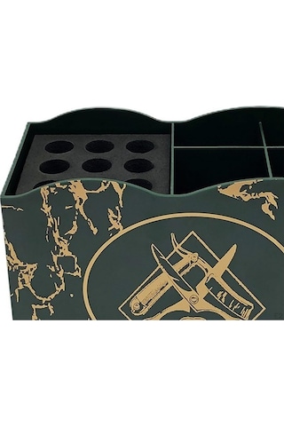 Novahub Yeşil Kuaförlük Alet Saklama Kutusu Çıkarılabilir Tuvalet Masası Saç Klipleri Organizatör Makas İçin 20 x 12 CM