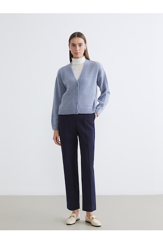 Lcw Comfort Mavi V Yaka Kadın Triko Hırka