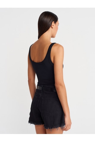 Dilvin 21053 Askılı Bodysuit-siyah Siyah