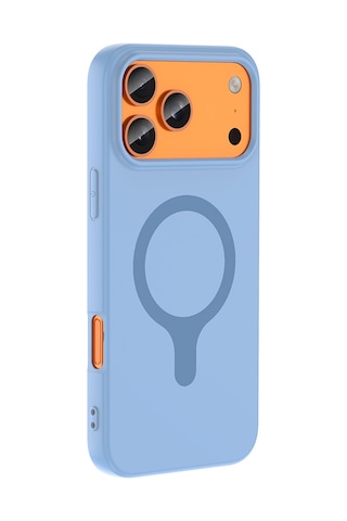 Apple iPhone Uyumlu 17 Pro Max Kılıf M-safe Şarj Özellikli Zore Aris Silikon Kapak - Baby Blue