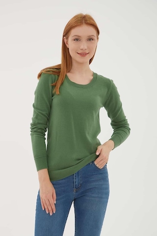 Fashion Friends Kadın U Yaka Kazak 25k0779k1 Yeşil