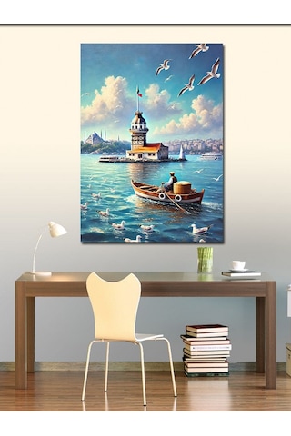 Kanvas Tablo Kız Kulesi Ve Sandal 50cmx70cm