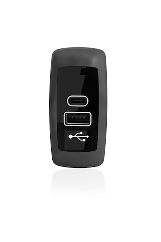 Usb Şarj Düz Tip Gri + Siyah Gövde Mavi Led 12v/24v 1