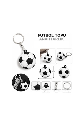 Anahtarlık Futbol Topu 3 Cm Siyah Beyaz 10 Lu Paket Qtop Q-1023