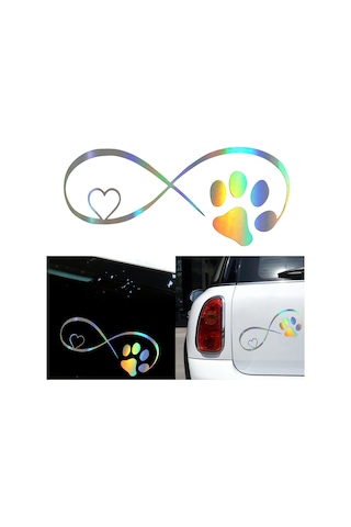 Shineyee Vinil Araba Sticker: Kedi Köpek Ayak İzi Desenli, Renkli Yansıtan, Eğlenceli Ve Benzersiz Araba Dekorasyonu