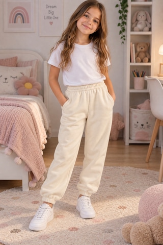 We&me Kız Çocuk Eşofman Altı 3 İplik Şardonlu Lastikli Bel Ve Paça Cepli Günlük Jogger Bej