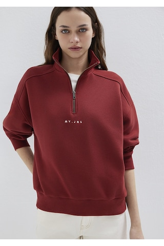 Mavi - Mvjns Nakışlı Yarı Fermuarlı Kırmızı Sweatshirt 1s10533-70411 Kırmızı