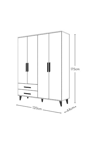 Gm 070-a Novado Siyah Kulplu Ayaklı Gardırop