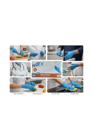 Nitril Eldiven Mavi Large 100'lü 1 Paket