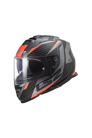 Ls2 Storm 2 Racer Kapalı Motosiklet Kaskı Mat Titanium - Neon Turuncu - Siyah - Kırmızı