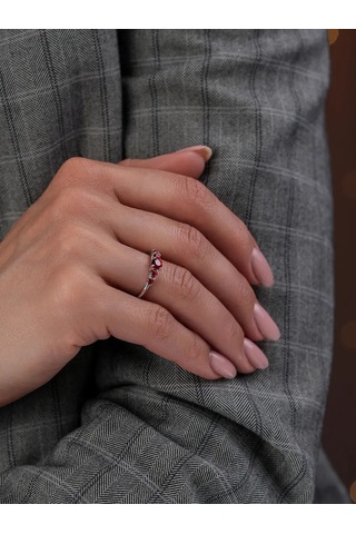 Lucente 925 Ayar Gümüş Kırmızı Taşlı Yüzük 246659875 Kırmızı