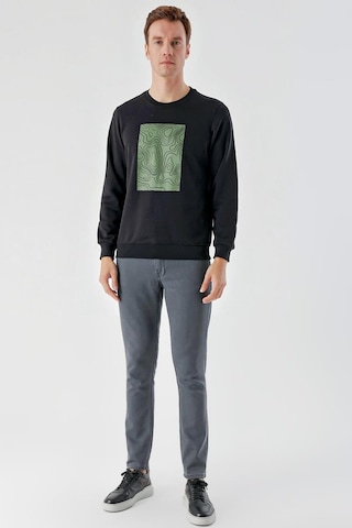 Slimfit Bisiklet Yaka Önü Baskılı 2 İplik Erkek Sweatshirt 001