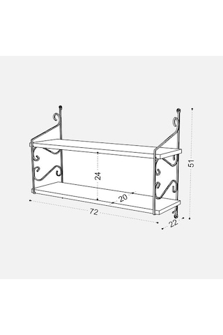 Endpa Seramoni 2 Raflı Set 20x72 Cm Siyah