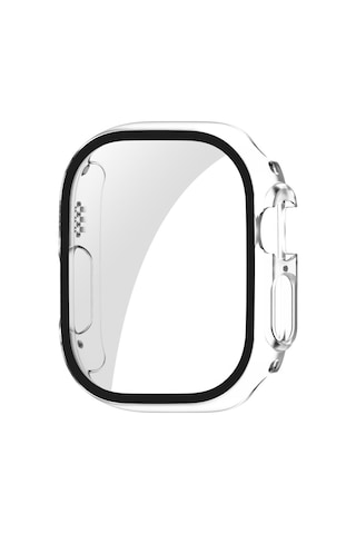 Caseonn Apple Watch Uyumlu Ultra Kılıf Tam Korumalı Ekran Koruyuculu Sert Bumper Kasa Şeffaf