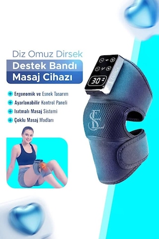 Şarjlı Dirsek Omuz Kol Masaj Aleti Isıtmalı Titreşim Eklem Fizyoterapi Masaj Gri