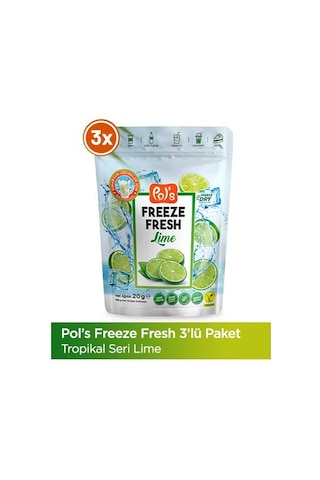 Pol's Freeze Fresh Lime 20 G X 3 Adet Freeze Dry Dondurularak Kurutulmuş Meyve 200 G