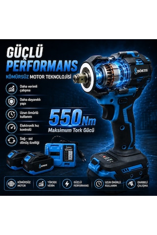 Börth Brth500b Çift Akülü 550nm Somun Sıkma Sökme Makine Seti