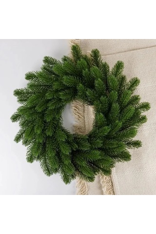 Kangvka Yeşil Plastik Noel Çemberi - 38cm Ev Dekorasyonu, Simülasyon Bitki, Mağaza Ve Ev Sahnesi Süsleme