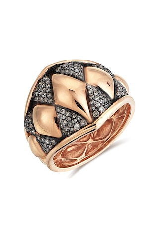 Reis Kuyumculuk T1828 Bold Cognac Ring Pembe Altın Yüzük