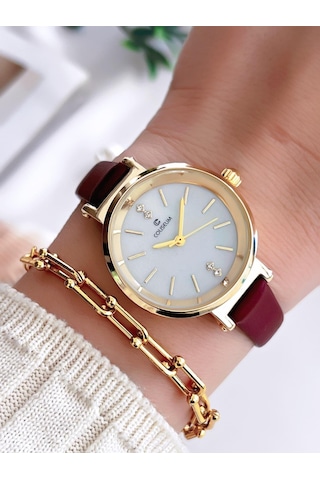 Coliseum Deri Kordon Vintage Seri Kadın Kol Saati+bileklik Hediyeli Cl8368.bm4 Sarı