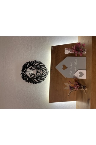3d Baskı Aslan Figürlü Duvar Dekoru Heybetli Aslan Kabartma Duvar Panosu
