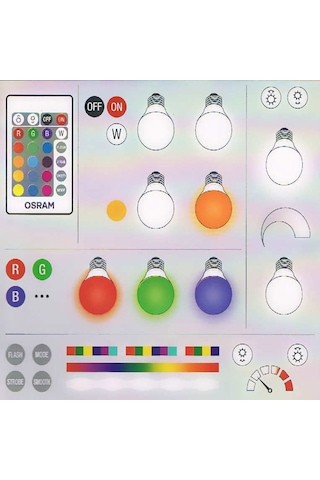 Osram 9 W E27 Dimmerli Uzaktan Kumandalı Led Ampul RGB