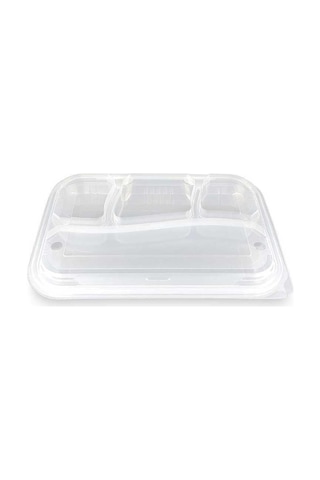 4 Bölmeli Kapaklı Kebap Kabı - 25 Adet