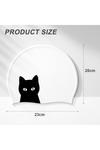 Hy08 Sevimli Karikatür Baskılı Silikon Yüzme Bonesi, Özellik: Siyah Kuğu Beyaz