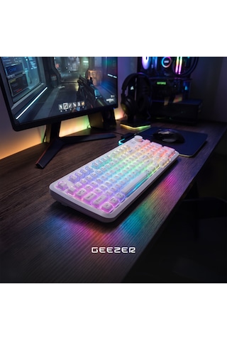 Geezer Crystal Kablolu/kablosuz Bt Wireless Bağlantı Türkçe Q Klavye Beyaz Sk-710ctm