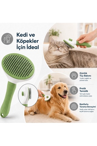 Getmeev Kedi Ve Köpek Tüy Toplama Tarak Basmalı Kendini Temizleye