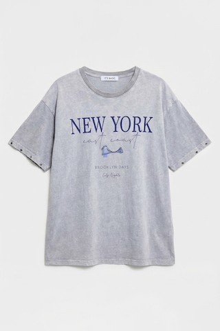 Itsbasic Kadın Antrasit S6-13 Oversize New York Baskılı T-shirt