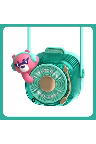 Lyon Şapka Yapraksız Asılı Boyun Fanı Taşın Mini Fan-kırmızılı