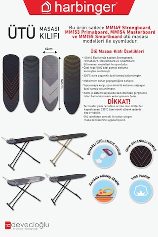 Devecioğlu Harbinger Mm004 Özel Keçeli Isıya Dayanıklı Ütü Masası Bezi Kılıfı 40x140 Cm Diğer