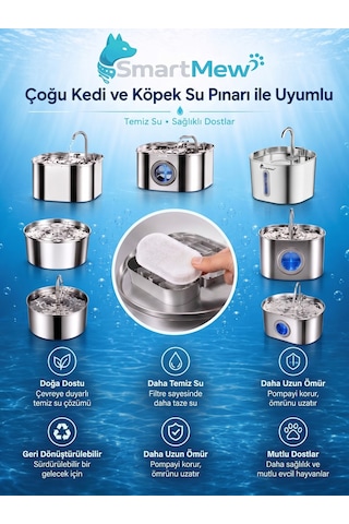 Paslanmaz Çelik Su Pınarı Için Aktif Karbon Yedek Filtre 4+4 Adet