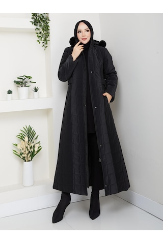 Eslemnur Nova Kumaş Şişme Mont 135cm Siyah
