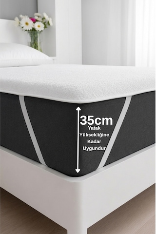 Terry Ped Pamuklu %100 Sıvı Geçirmez Köşe Lastikli Yatak Alezi Tek/çift Kişilik/bebek/çocuk Koruyucu Beyaz