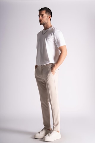 Yan Lastikli Slim Fit Chino Pantalon Bej Bej
