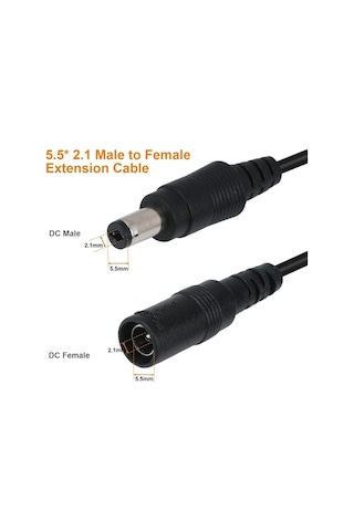 Alfais 4385 Dc Adaptör Uzatma Kablosu 5 Metre 5.5mm x 2.1mm Dişi Erkek