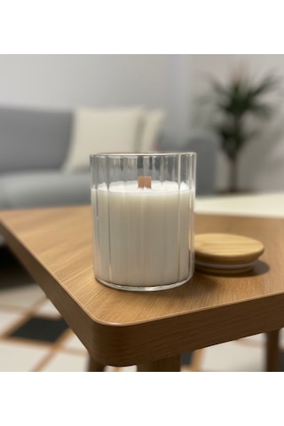 Özdemcandle Çizgili Cam Kavanoz Dekoratif Kokulu Büyük Boy Soya Mum 9x10 Cm Koku Seçenekleri İçin Ürün Açıklamasını İnceleyiniz Krem