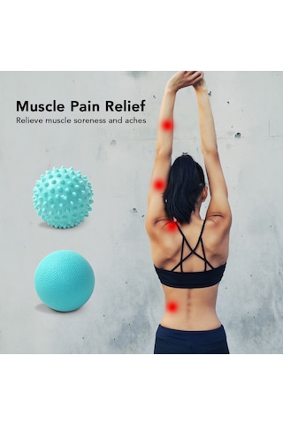 Mufunye Ayak Masaj Seti Tırtıllı Top + Düz Top - Plastik Malzeme, 6cm Boyut, 2 Adet Yeşil