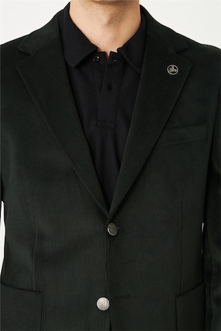 Koyu Gri Fitilli Kadife Slim Fit Blazer Ceket Füme