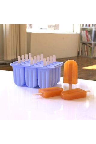 Mufunye Pembe Silikon Dondurma Kalıbı 12 Li, Kapaklı Evde Evde Buzlu Şekerlemeler, Dondurma, Buz Çubuğu Yapımı, Pvc Kutulu Ev Kullanıma Uygun Çok Renkli
