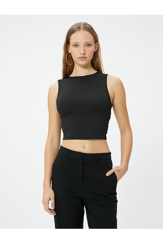Koton Arkası Pencere Detaylı Crop Top Kolsuz Siyah 4sal30097ık
