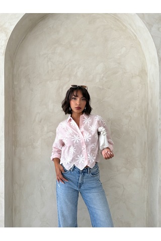 Verymoda Nakışlı Gömlek F1932 Pembe