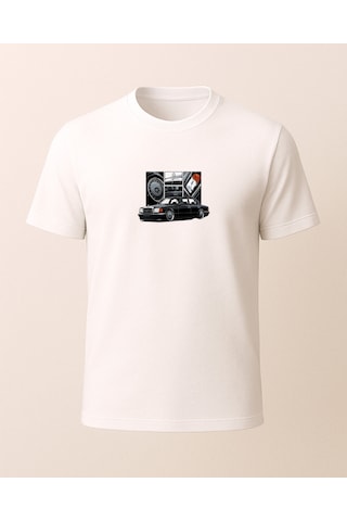 Mersedes Baskılı T-shirt Beyaz