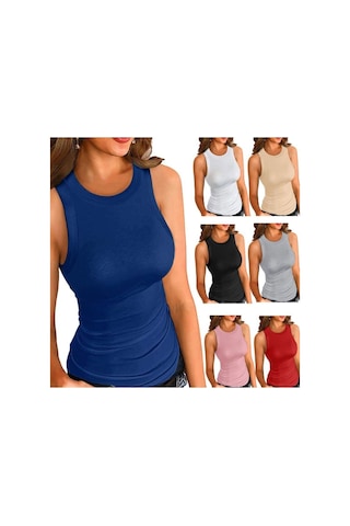 Pazarız Fitted/vücuda Oturan Crop Kalın Askılı Fitilli Esnek Örme Atlet Kiremit Rengi Riyah Ribanalı