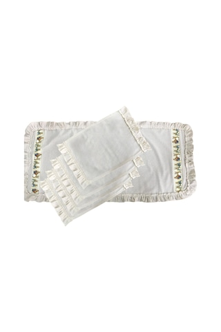 Keten, Bohem, Fırfırlı, Vintage, 4 Adet Amerikan Servis Ve Fırfır