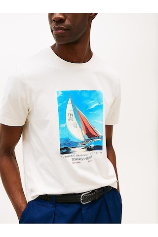 Erkek Hılfıger Color Photo Prınt Tee T-shirt Sarı