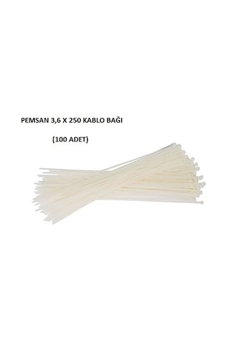 Pemsan Kablo Bağı 3,6x250 Beyaz 100 Adet