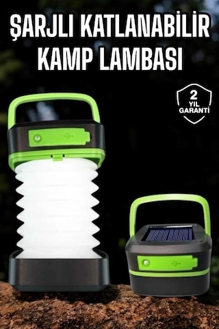 Mey İthalat Led Lamba Kamp Lambası Hafif Taşınabilir Şarj Süreli Akordeon El Fenerli